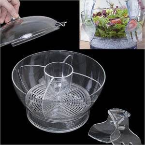 Transparent Acrylic Shatterproof Cold salad bowl on ice with fork and spoon