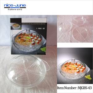 Manufactured clear 3 Pieces BPA Free Acrylic On Ice Serving Tray