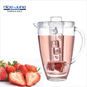 Transparent plastic cooling with ice tube lemon water pitcher