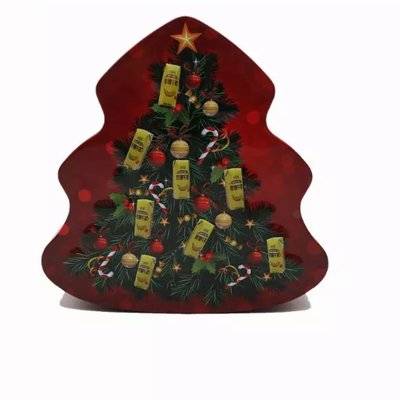Caja de lata de regalo de Navidad en forma de árbol para embalaje de dulces